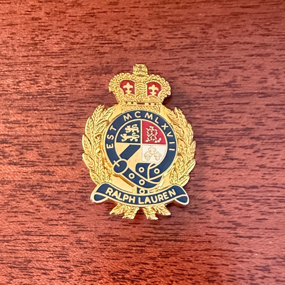 Vintage Ralph Lauren Gold and Navy Emblem Pin